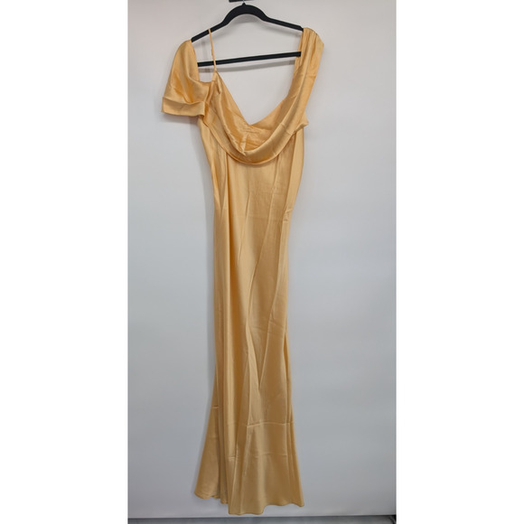 NWD Reformation Ronda Silk Wedding Gown Maxi Dress Size 14 Sunshine #4A458 - Picture 2 of 16